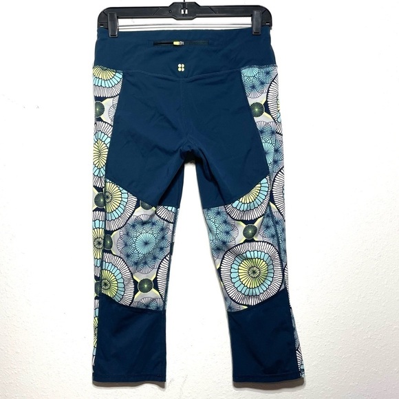 Sweaty Betty Teal Floral Print Crop Leggings M K268 - Picture 10 of 10